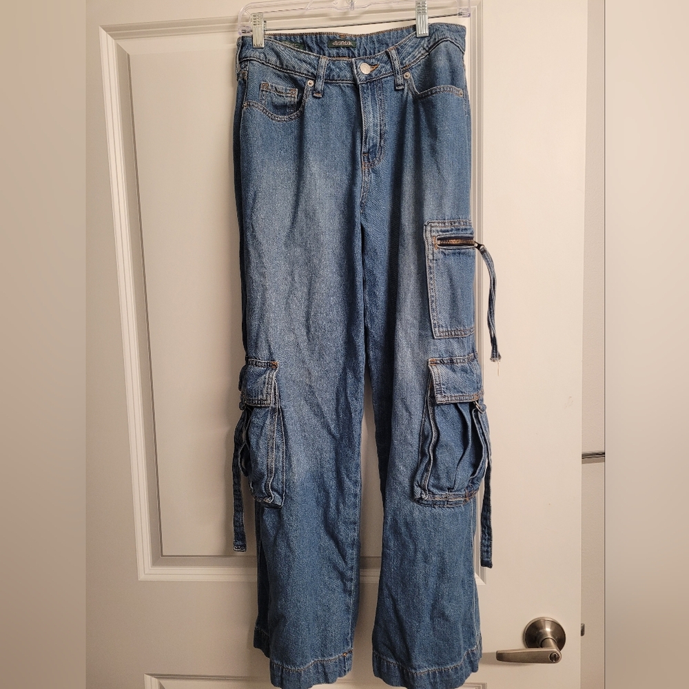 Wild Fable Women's Blue Cargo Jeans Regular Size 2